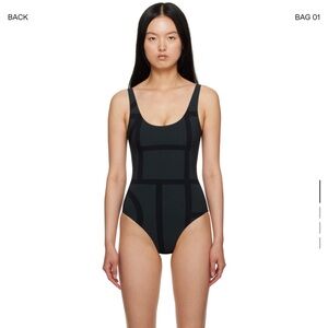 Toteme black monogram one piece swimsuit size small